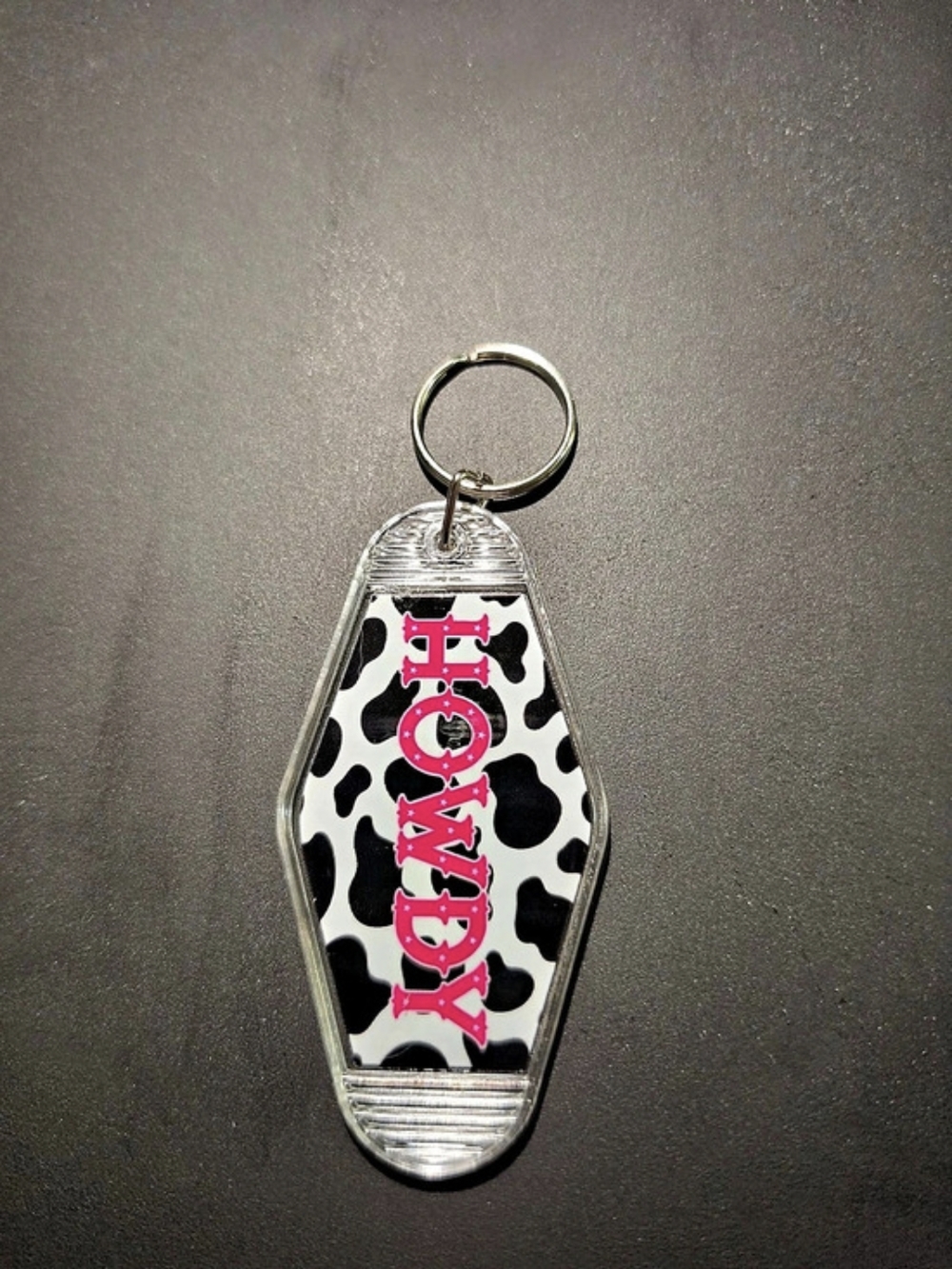 Cow Print Coffin Keychain Pink & Black